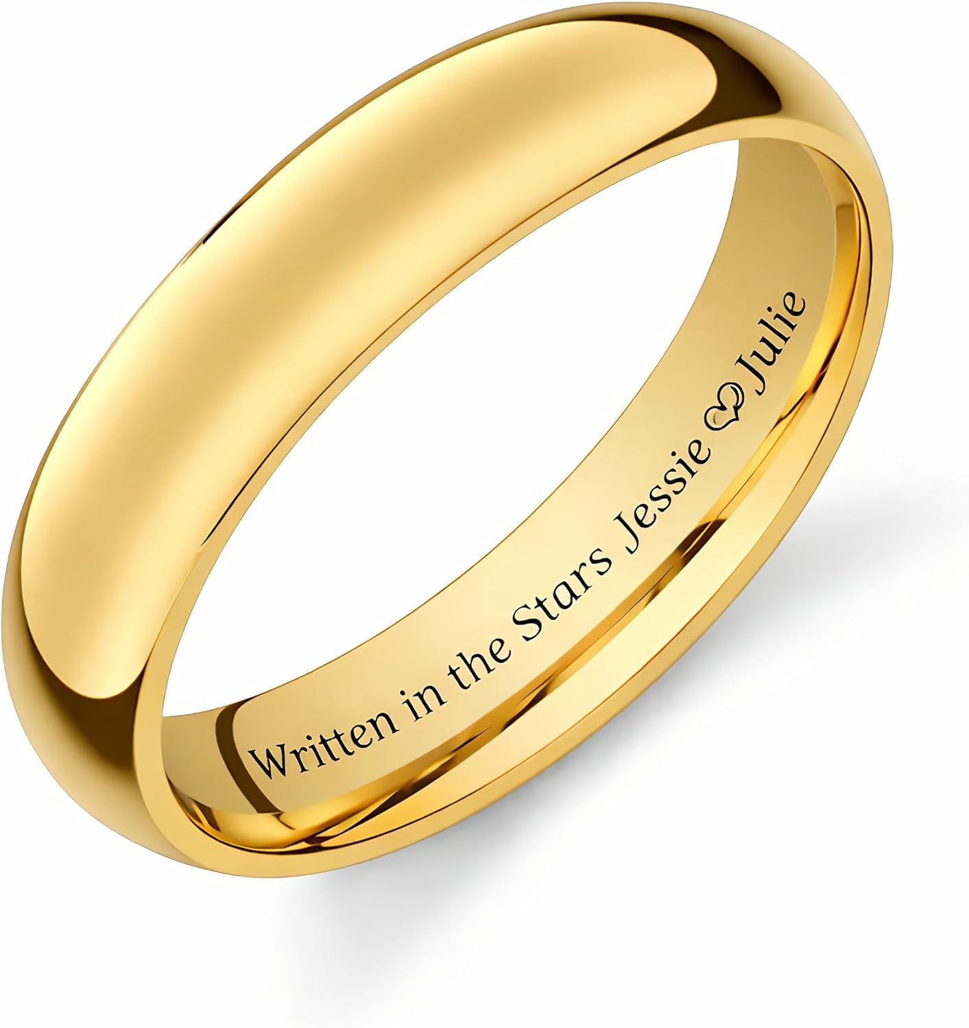 Personalized Men’s Gold Tungsten Ring – Custom Engraved Wedding Band with Free Engraving in Any Language - Ships from USA