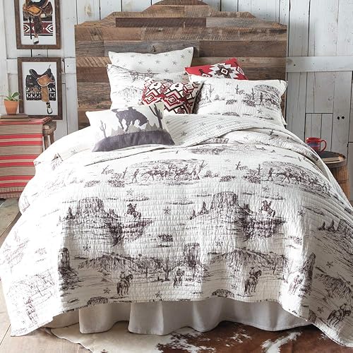 Miniatura 2 de Rod's Tumbleweed Trail (colcha) - Edredón King - Vaquero occidental vintage - marrón y crema - Tamaño del edredón (106 x 92 pulgadas) - Reversible