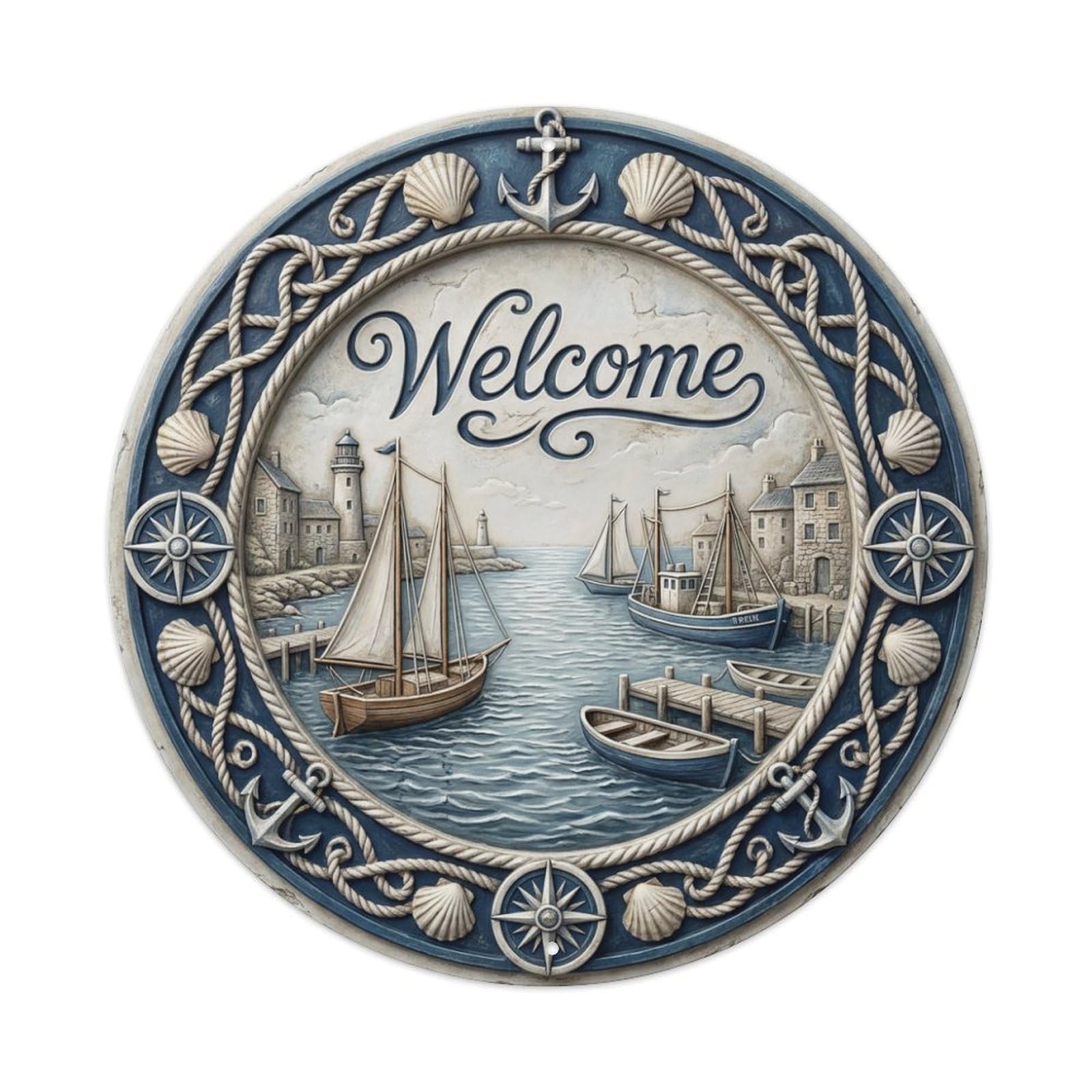 Tgrcjimh Style Metal Tin Sign Waterfront Welcome Coastal Scene
