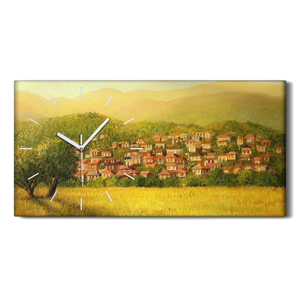 Horloge Salon et Chambre Décoration Nature Toile 60x30cm Moderne sans Tic-Tac Coloray