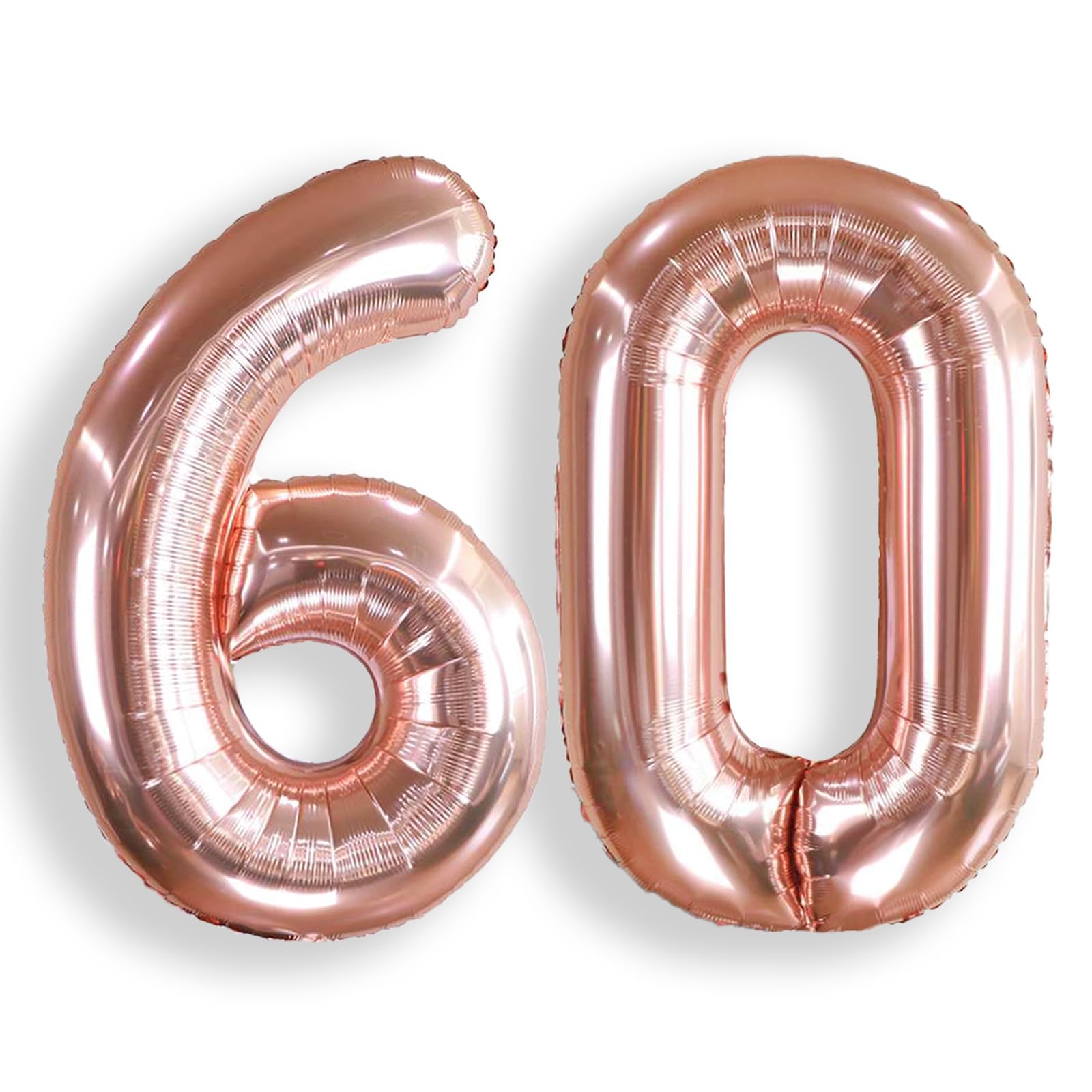 Rose Gold Number 60 Balloons: 40 Inch Large Foil Number Balloons Giant Helium Balloon Age 0-9 Big Mylar Balloon for Kids Girl 0 Birthday Party Baby Shower Party Decorations — image 1