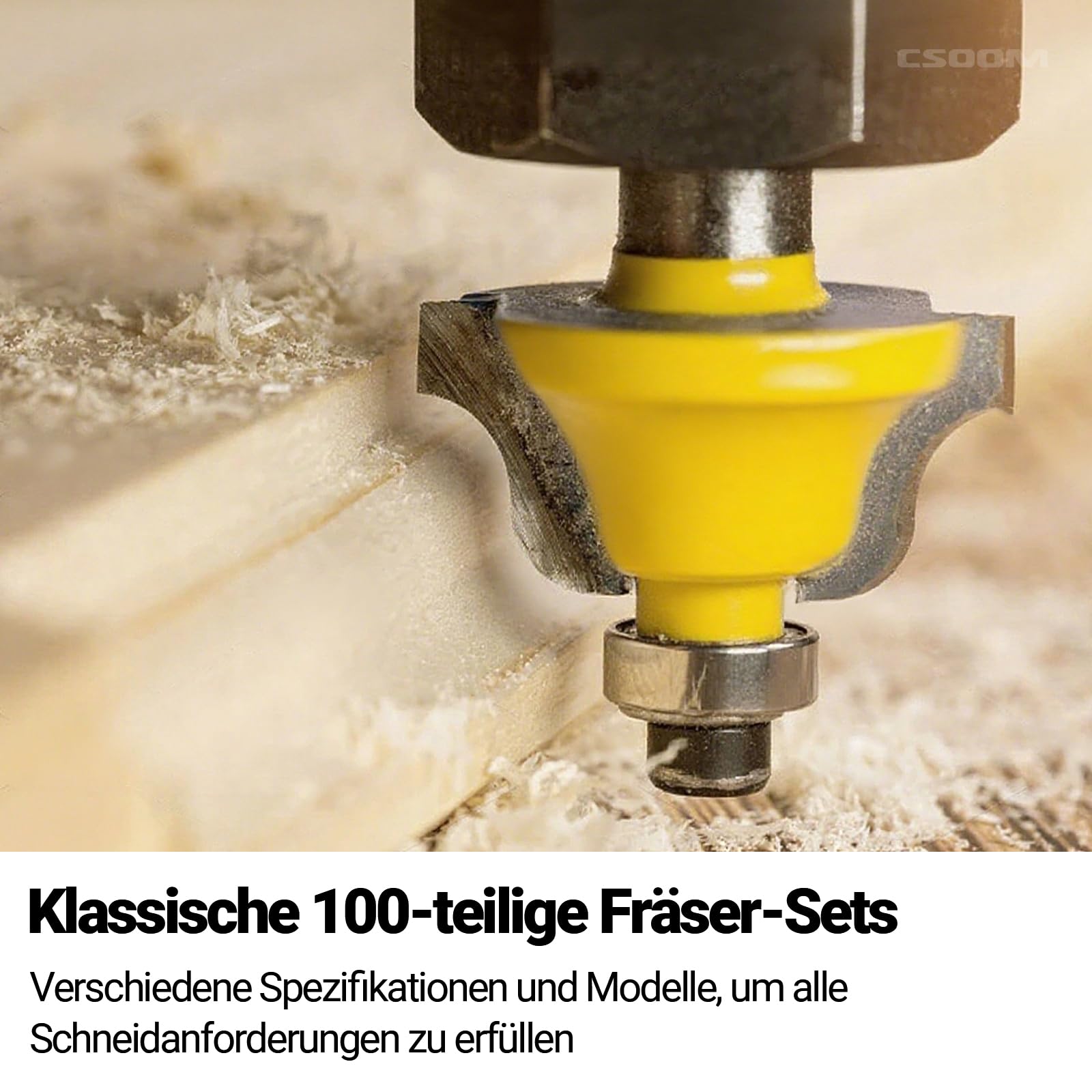 CSOOM Set di frese professionali da 100 pezzi, fusto da 8 mm, per lavori in legno, con taglierina in metallo duro, utensili per la lavorazione del legno