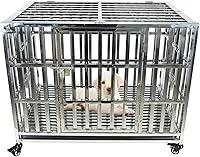 Vista 1 de Confote Jaula para perros de acero inoxidable resistente de 37 pulgadas, alta ansiedad, indestructible y a prueba de escape, para perros pequeños