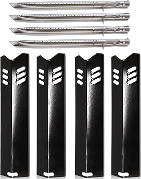 BBQ-Element Grill Replacement Parts for Dyna Glo DGF493BNP, DGF510SBP, Backyard Grill BY13-101-001-12, BY14-101-001-02, BY13-101-001-13, 15inch Heat Shields & Burner for Dyna-Glo Grill Parts DGF493BNP