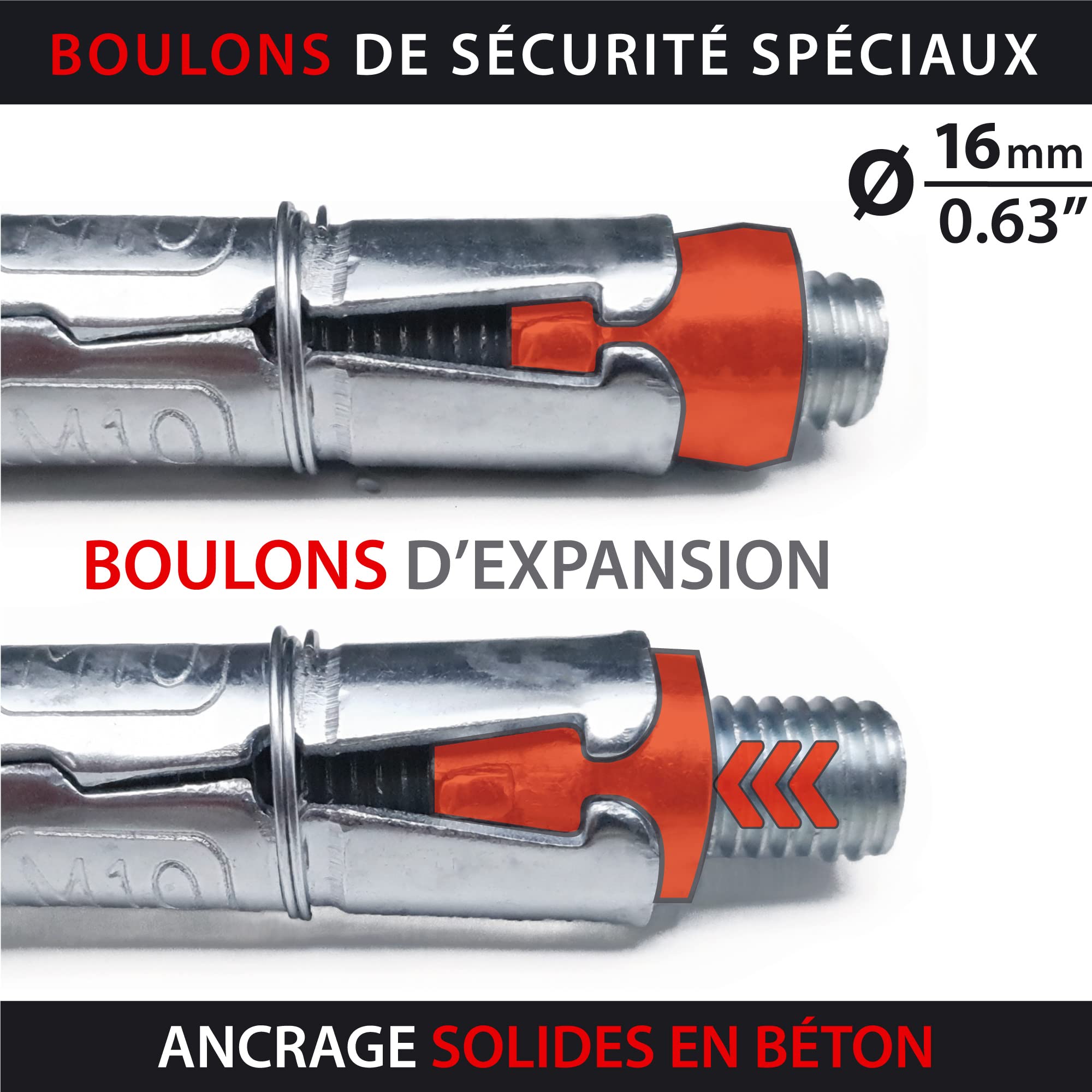 KRASER KR52B Ancrage au Sol et Mur Moto, Double Pont Anti-Attaque, Haute Sécurité, Boulons avec Bille Anti-Extraction, Acier Haute Résistance, Ancrage moto, Antivol de sécurite pour fixation moto velo