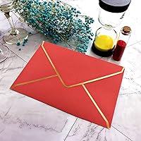 Vista 6 de VANRA Paquete de 150 sobres de invitación coloridos autoadhesivos A7, con solapa en V con borde dorado para tarjetas de felicitación de 5 x 7