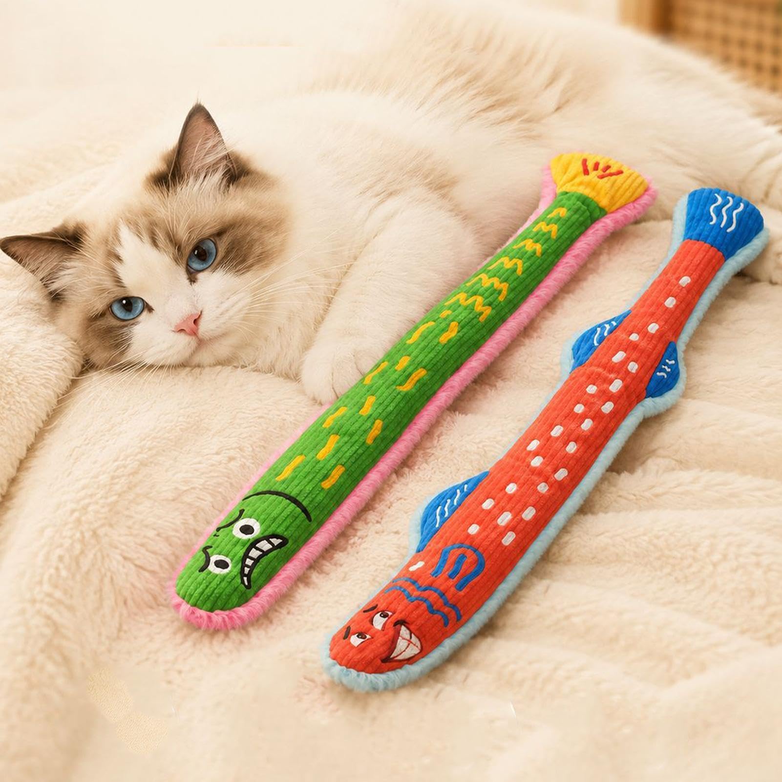 pour chat avec de la cataire Avec couinement, 50 centimètres de long, en | Jouet poisson pour chat Extérieur, jardin, chambre, salon - exercice et du petit