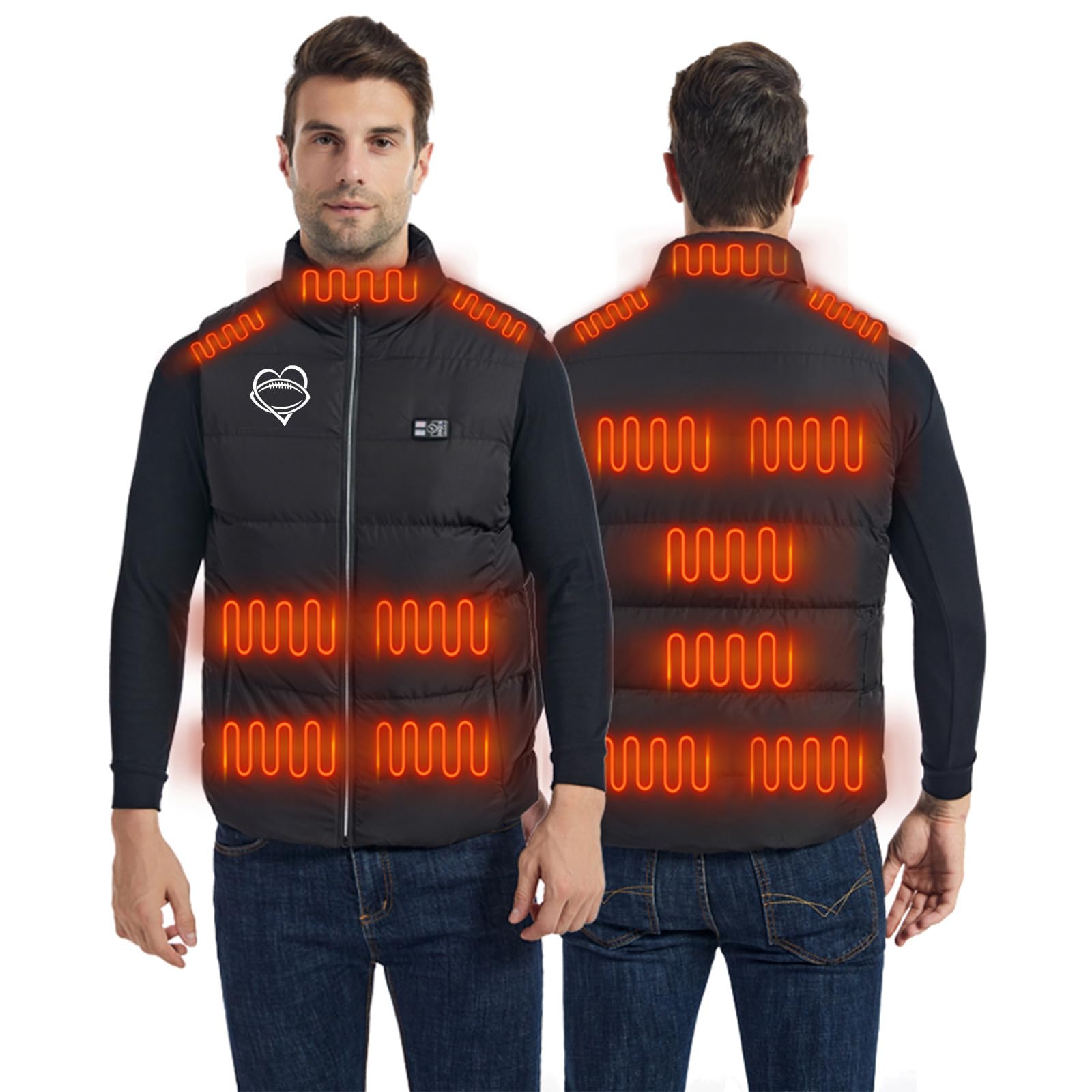 Gilet riscaldato per uomo e donna, leggero e impermeabile, con 2 temperature regolabili, per attività all'aperto, in pile polare (senza power bank)