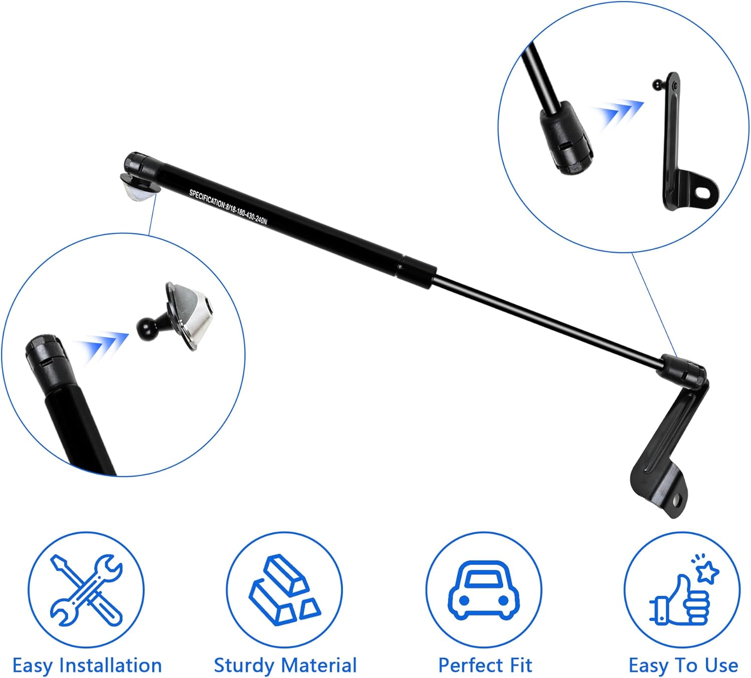 Hood Quick Lift Plus System Compatible with Ford Ranger 2024+ Accessories for One-Handed Effortless Hood Lifting, No Drilling Required