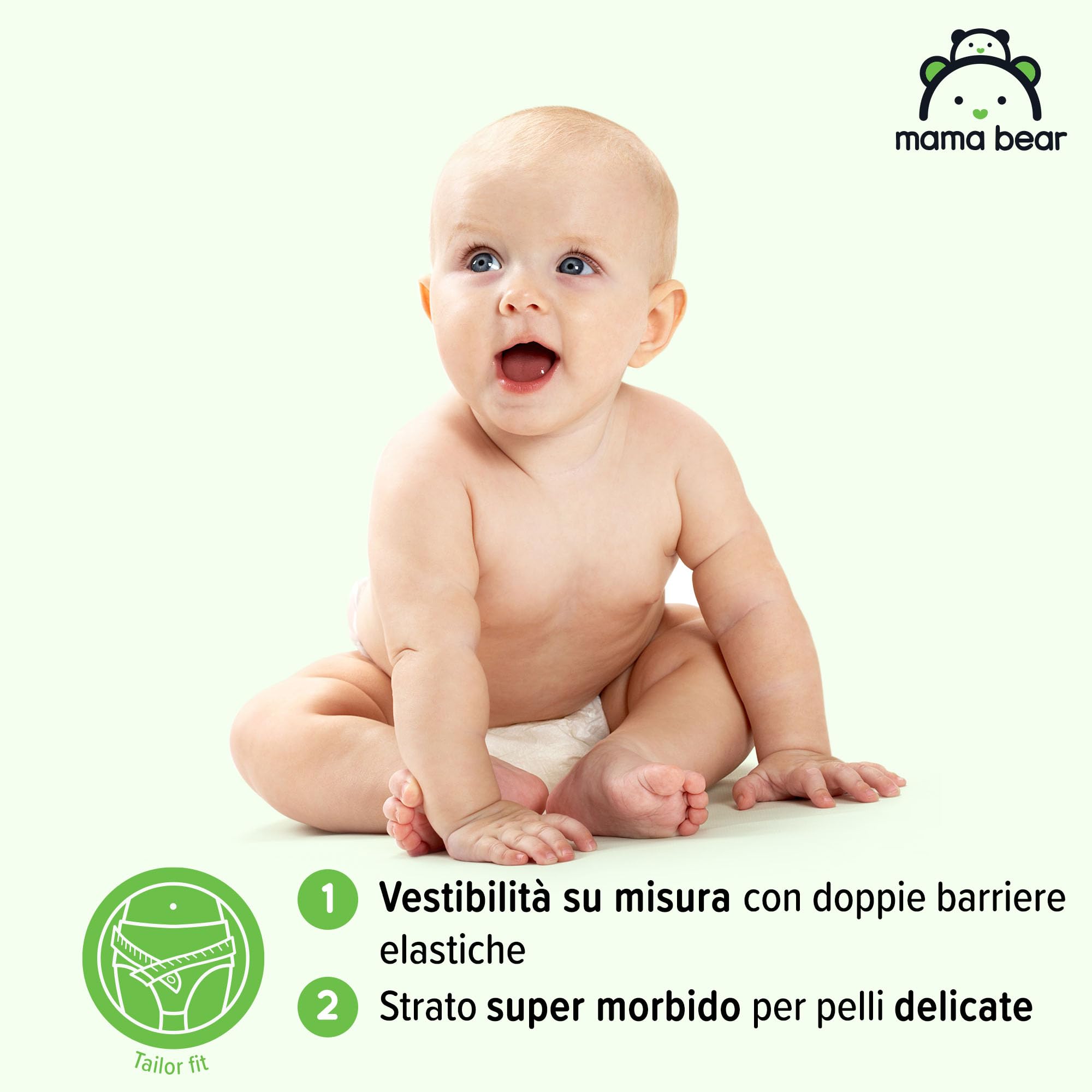 Marchio Amazon - Mama Bear - Pannolini ultra asciutto - Taglia 4+ (9-15 kg)- Con canali d'areazione, Bianco, 160 Unità (2 confezioni da 80) - Nuova versione