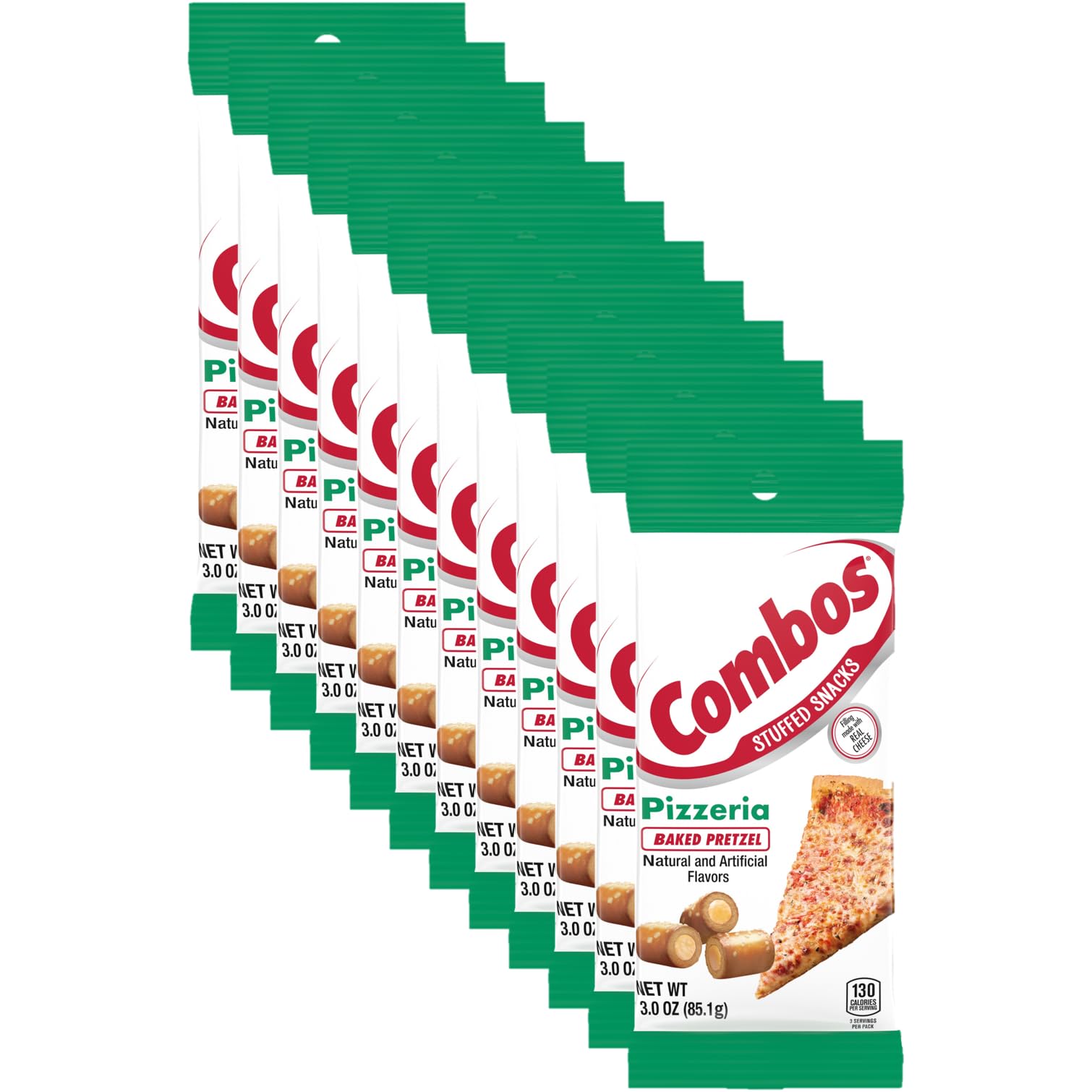 CombosStuffed Snacks Pizzeria Baked Pretzel Snacks, Individually Wrapped, 3.0 Oz Pretzels Individual Bags (Pack of 12)