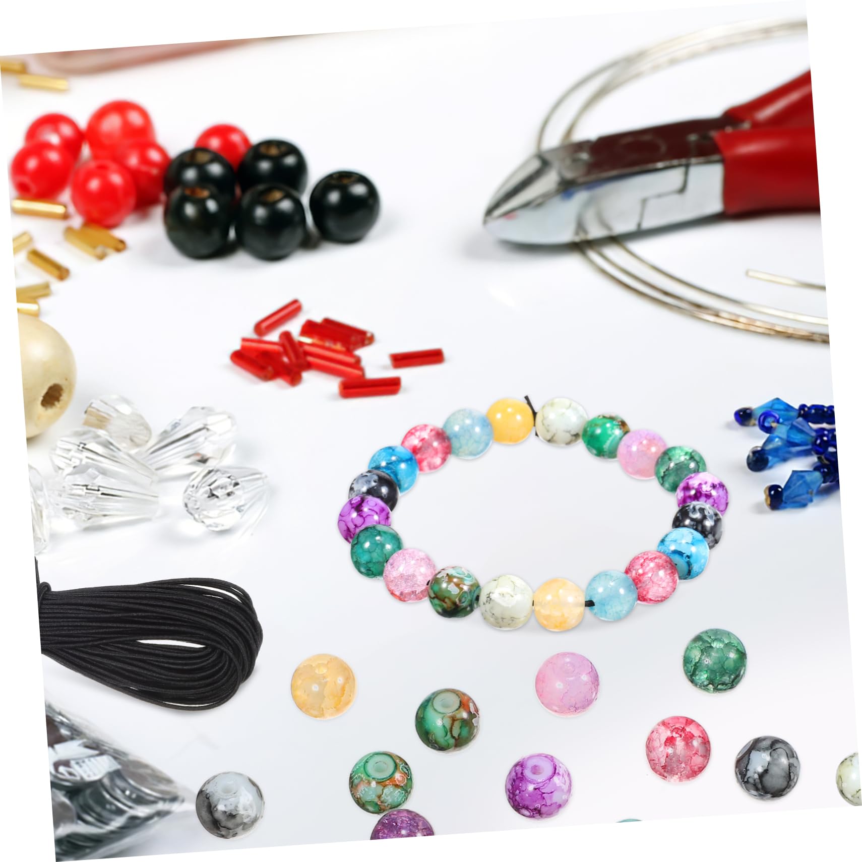 5 Set Perline Rotonde Colorate Con Corda Elastica Da Perline Per Bigiotteria Bracciali E Collane Fai Da Te Per Creazioni Artigianali E Regali Creativi 200 Pezzi*5