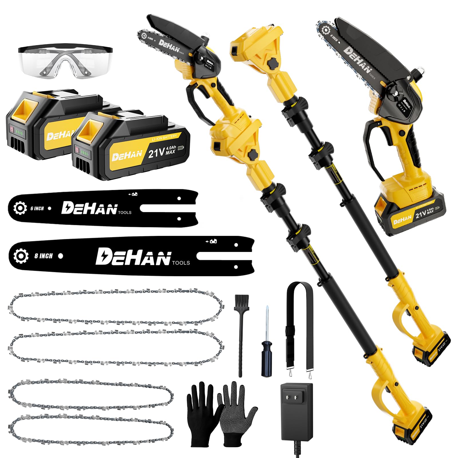 DEHANTOOLS 4-in-1 Electric Pole Saw for Tree Trimming