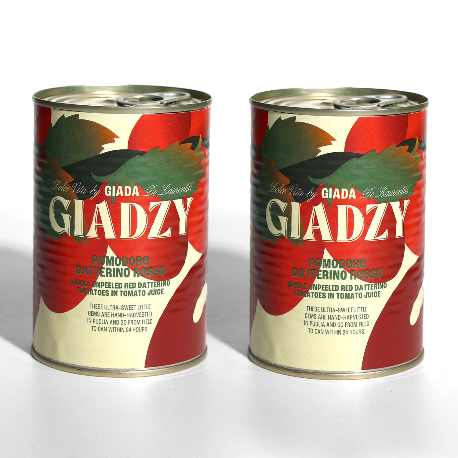 Giadzyby Giada De Laurentiis 2 Pack Whole Red Datterini Tomatoes, Unpeeled. Made in Italy with Simple Natural Ingredients.