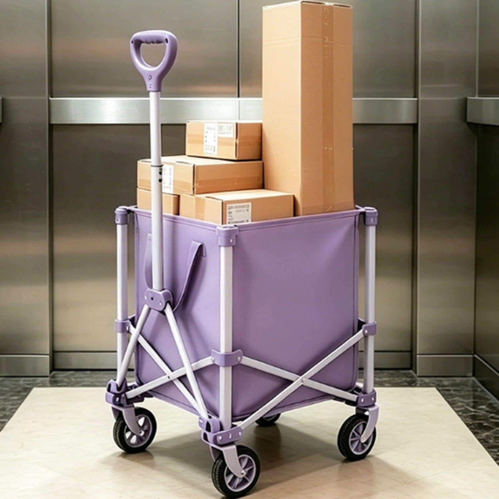 Sharplace Utilitario con Bolsa la Extraíble Carrito para Recados Plegable Vagoneta Carga con Mango Ajustable para Apartamentos, Púrpura