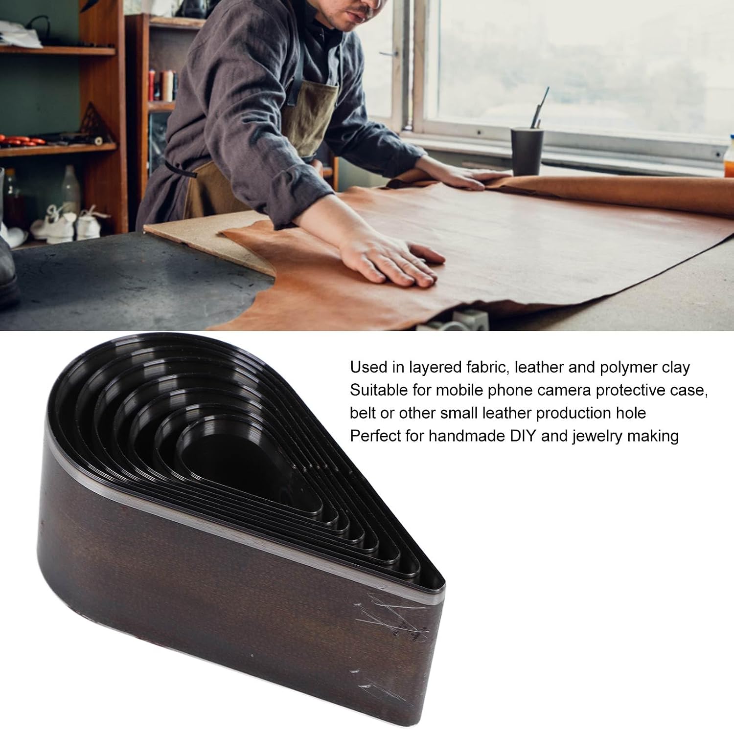 Leather Cutting Die Set Manual Punching Dies for DIY Craft Tools Alloy Steel Layered Fabric Leather with Storage Box