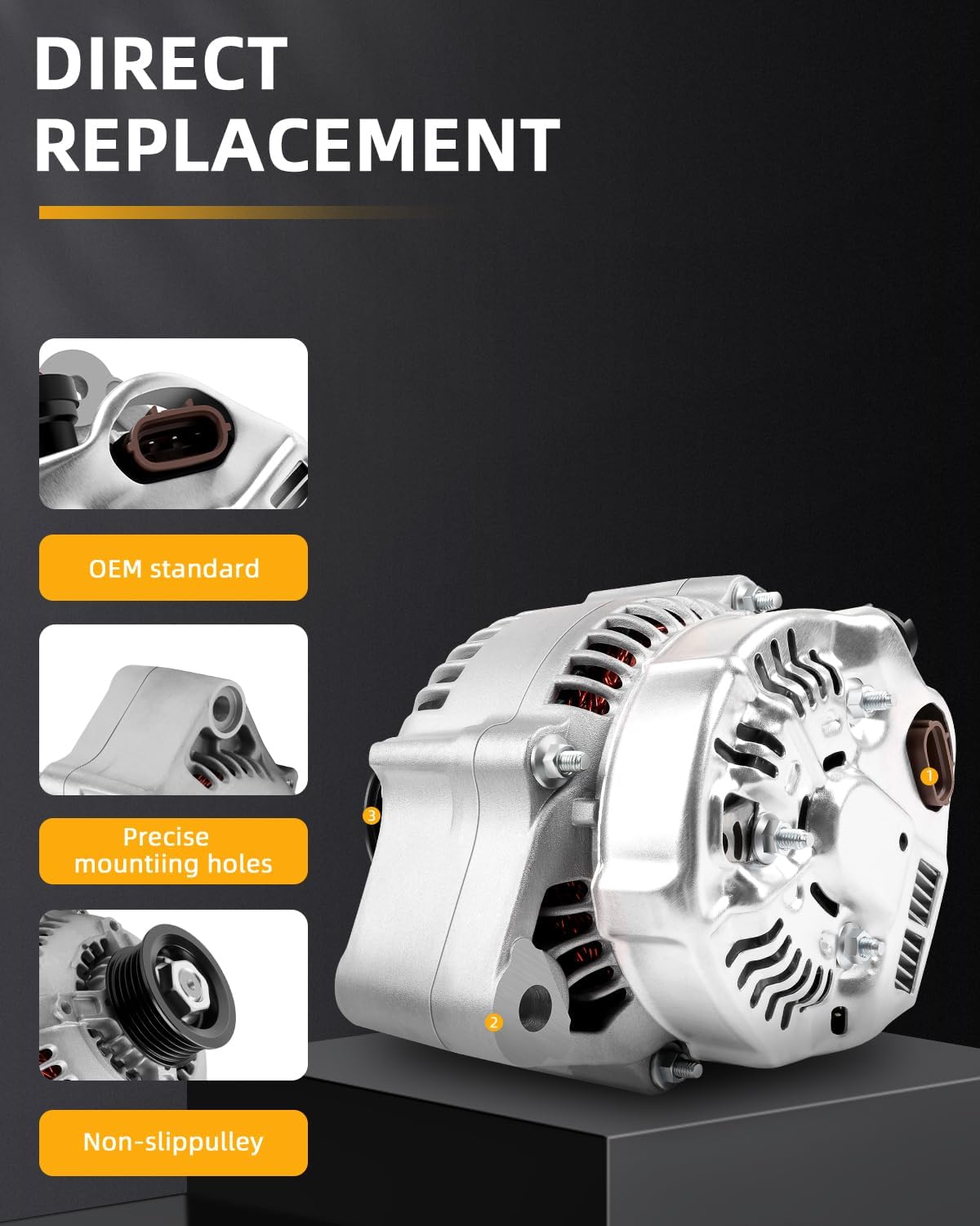 OCPTY Alternator for Suzuki for Aerio 2002-2007 11086 Automotive Alternator Replacement 12V 80Amp 5-Groove Pulley