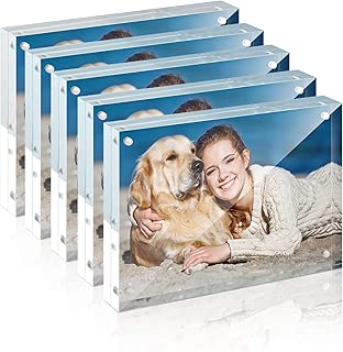 TWING Premium Acrylic Photo Frame - 5x7 inches Magnet Photo Frame -12 + 12MM Thickness Clear Picture Frame (5 Pack) - coolthings.us