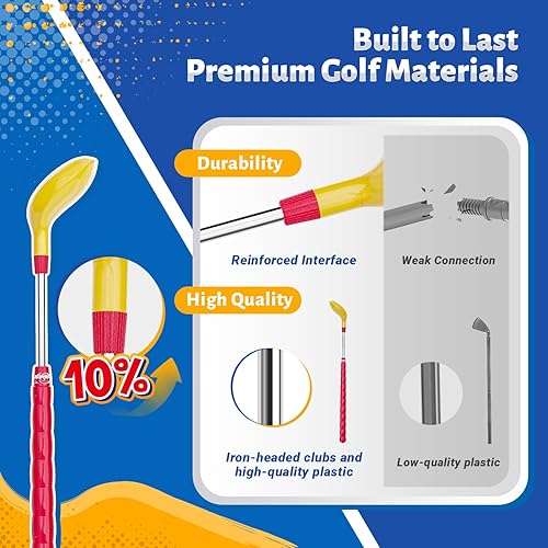 Miniatura 3 de Juego de golf para niños pequeños de EagleStone con lanzador de pedal, juguete de golf para niños de 3 a 8 años, incluye palo de golf ajustable, 15