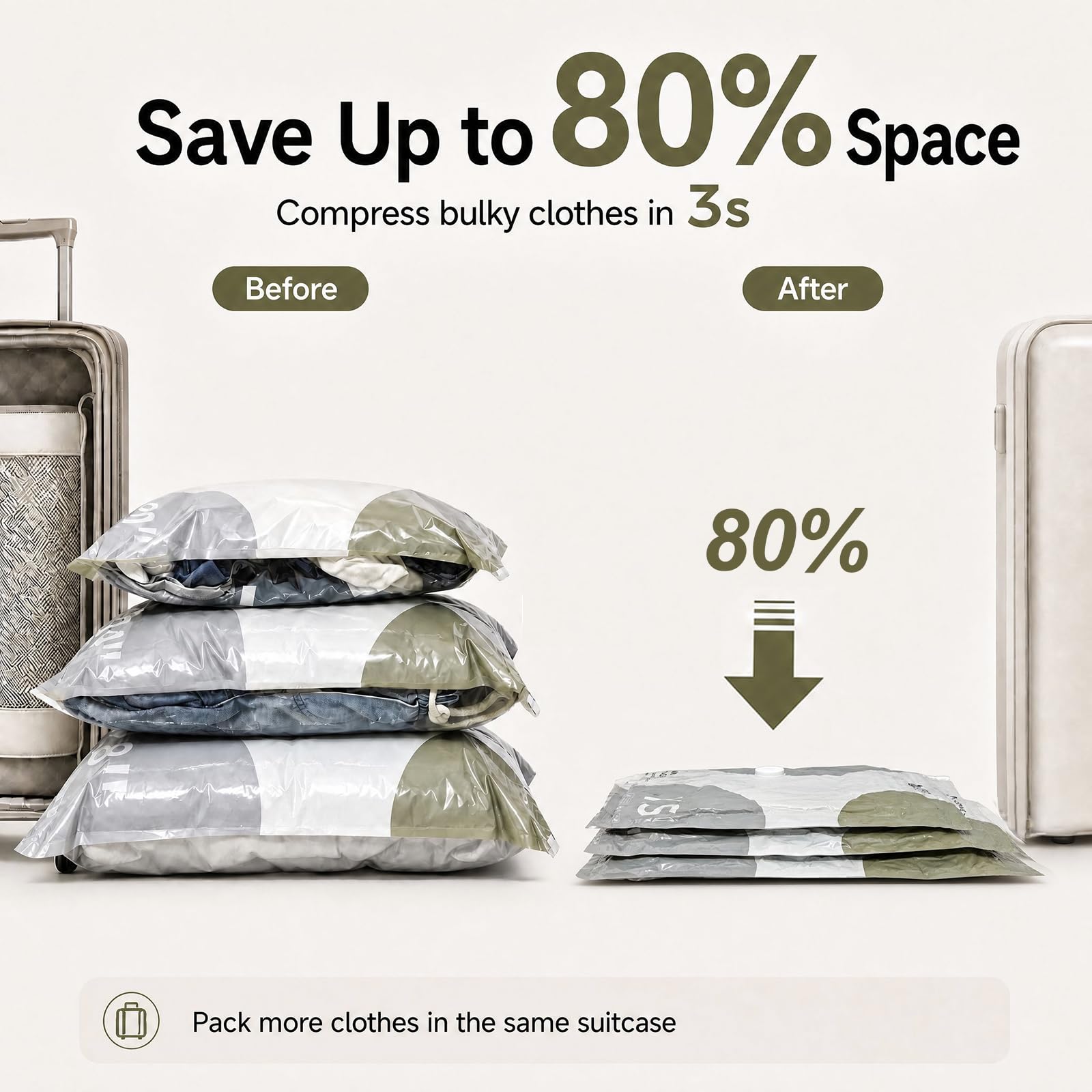 Sac Sous Vide Vetement, Sac de Rangement Sous Vide avec Pompe Électrique et Manuelle, Sac de Compression Voyage pour Vêtements, Linge de Lit, Valise, Placard (US-9 P)