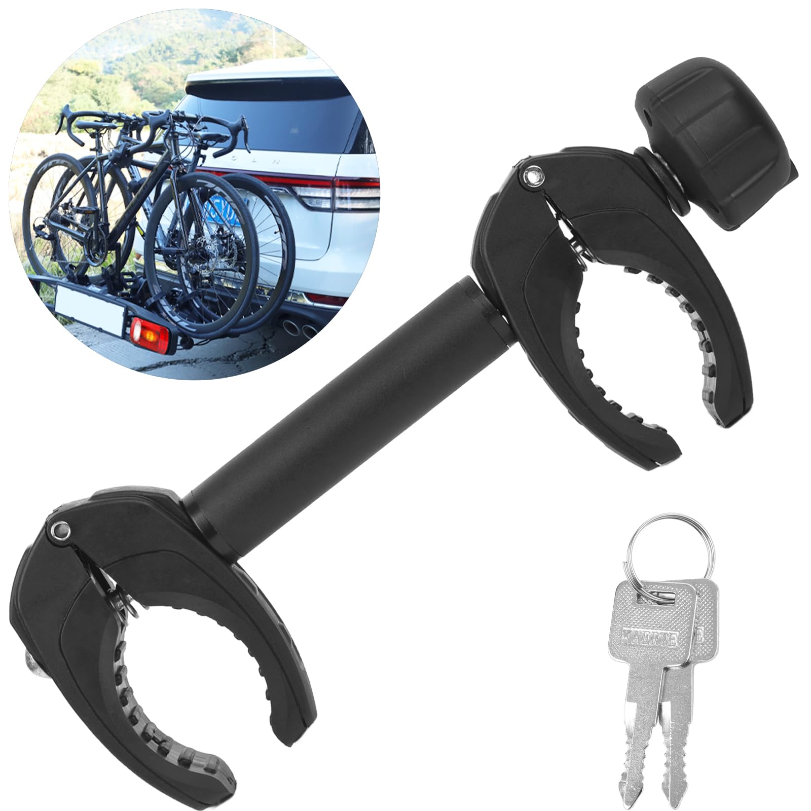 Warmfay Schwarz Rahmenhalter Lang 32 cm, Abschließbar Ahrradrahmenhalter, für U-Bügelrohr: Ø 2,5-3,0 cm, Universal Ersatzhalter Fahrradträger für Alle Gängigen Heckträger