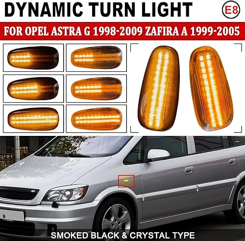 Miniatura 4 de Lente transparente ámbar LED dinámico marcador lateral luz intermitente para Opel Zafira A 1999-2005 Astra G 1998-2009