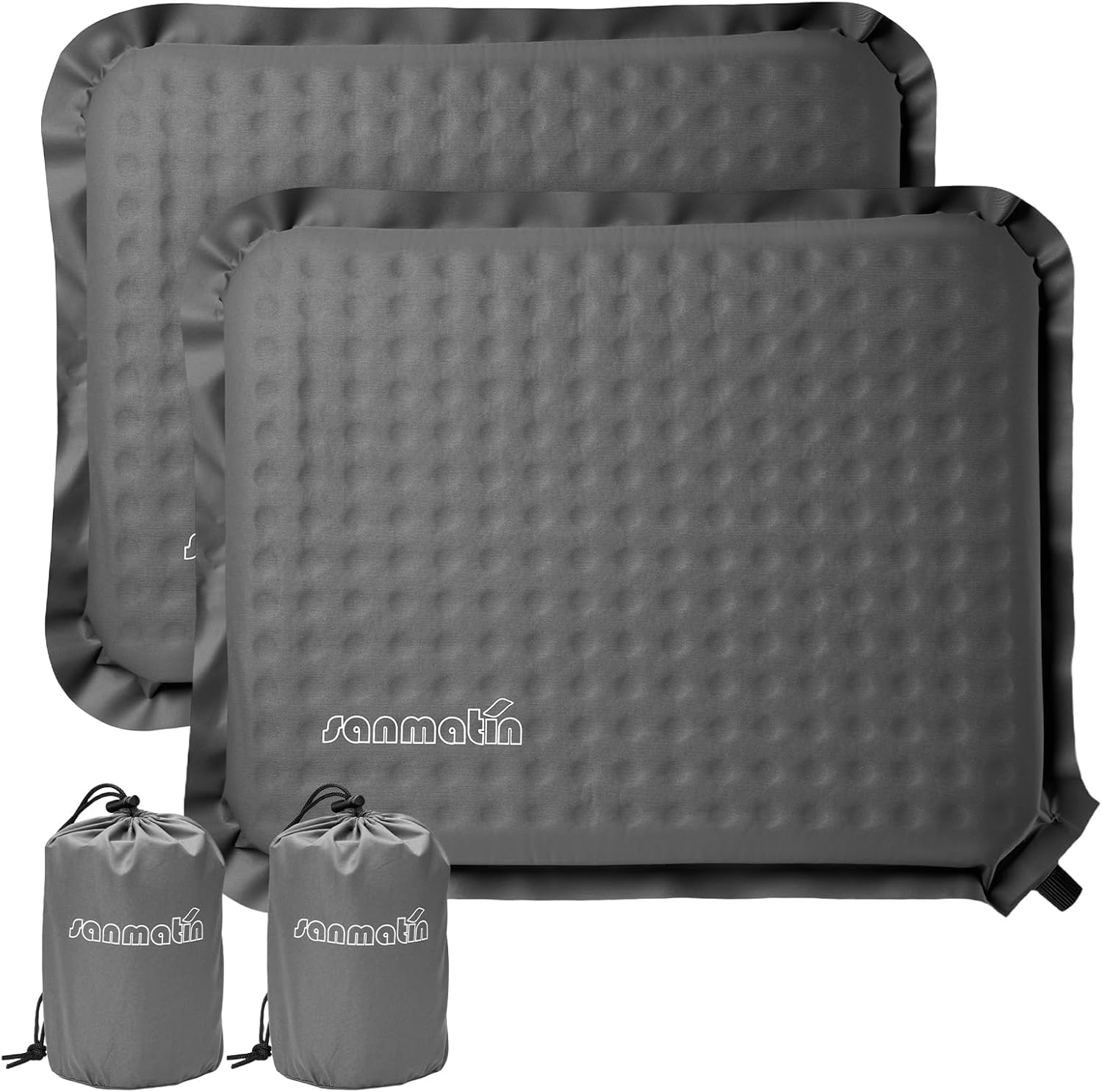 Stadium Seat Cushion Self-Inflating Foam Stadium Seats Bleacher Seat Chair Cushion Pad for Travel Camping Backpacking Airplane (2, Grey)