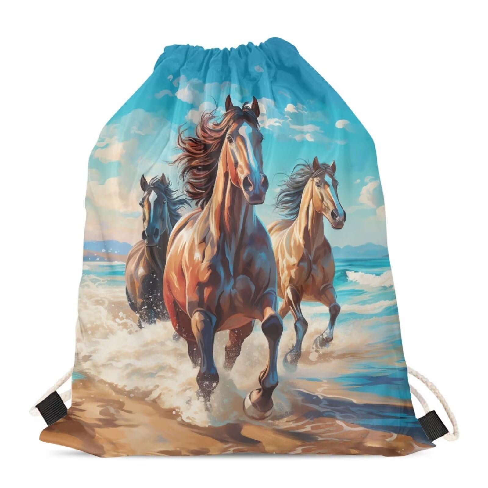 Upetstory Horse Drawstring Backpack Sports Gym Bag Sting Cinch Bags PE Kit Storage Pouch Sackpack Swim Sport Beach Sinch Pack for Outdoor Activities Holidays