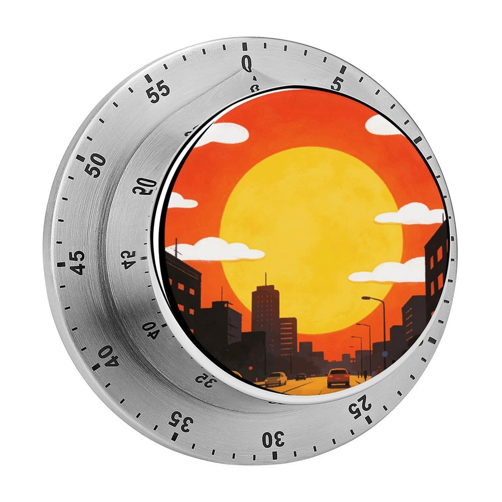 Sunset Timer Exquisite Stainless Steel Body Desk Visual Timer with Loud Alarm 60-Minute Mechanical Countdown Timers Magnetic Backing Cooking Kitchen Timers for Work