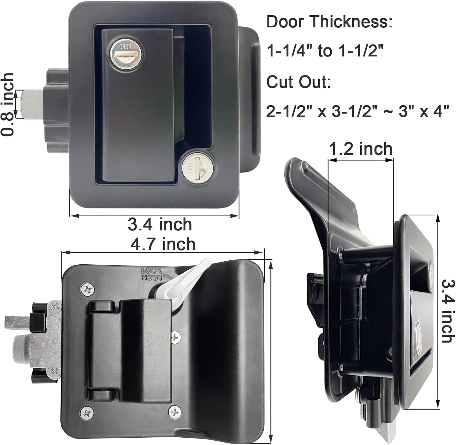 Buy Ganlandy RV Door Latch, Black RV Door Lock , Travel Trailer Camper