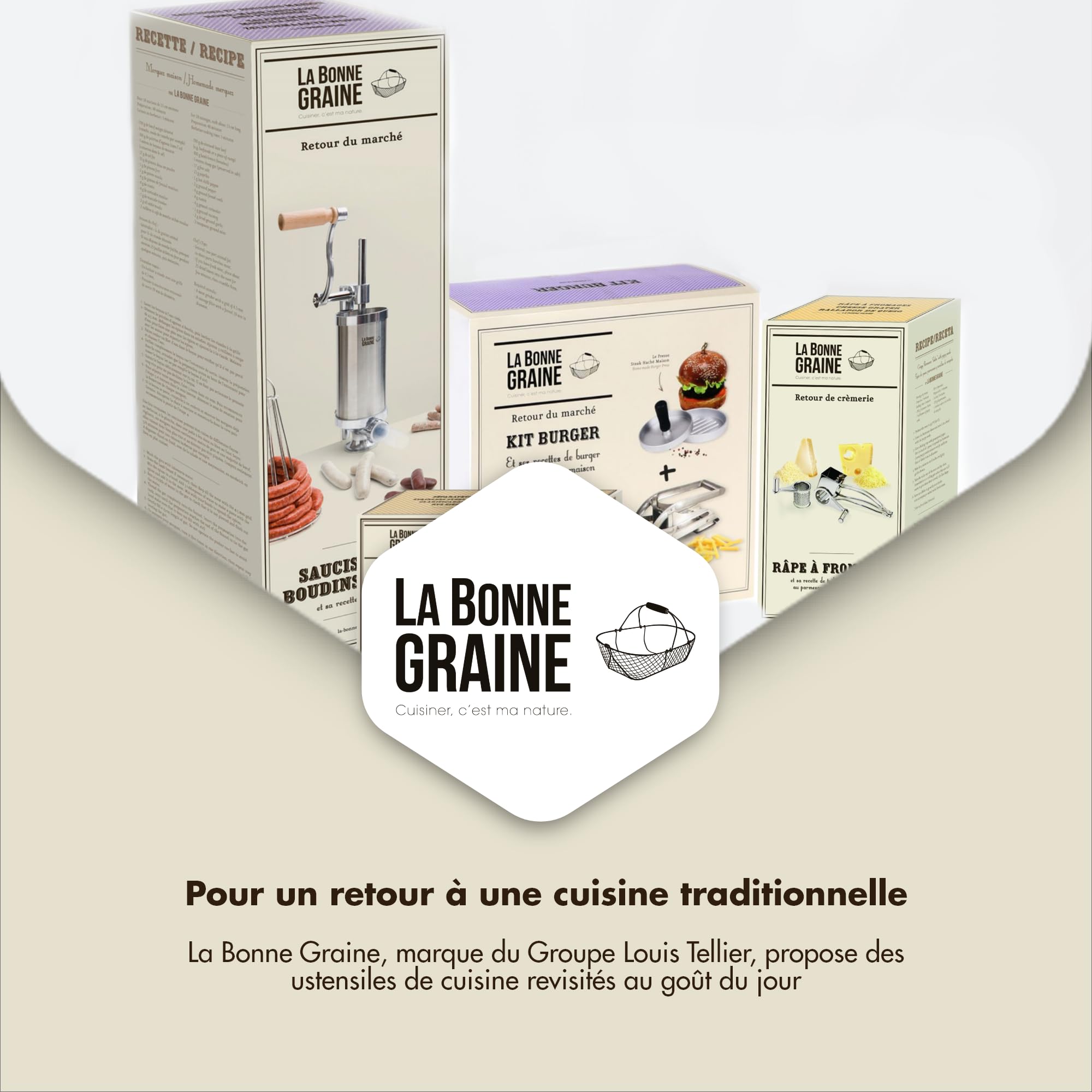 TELLIER N3023V - Tagliapatate domestico a 2 grigliecon base a ventosa, Acciaio inox