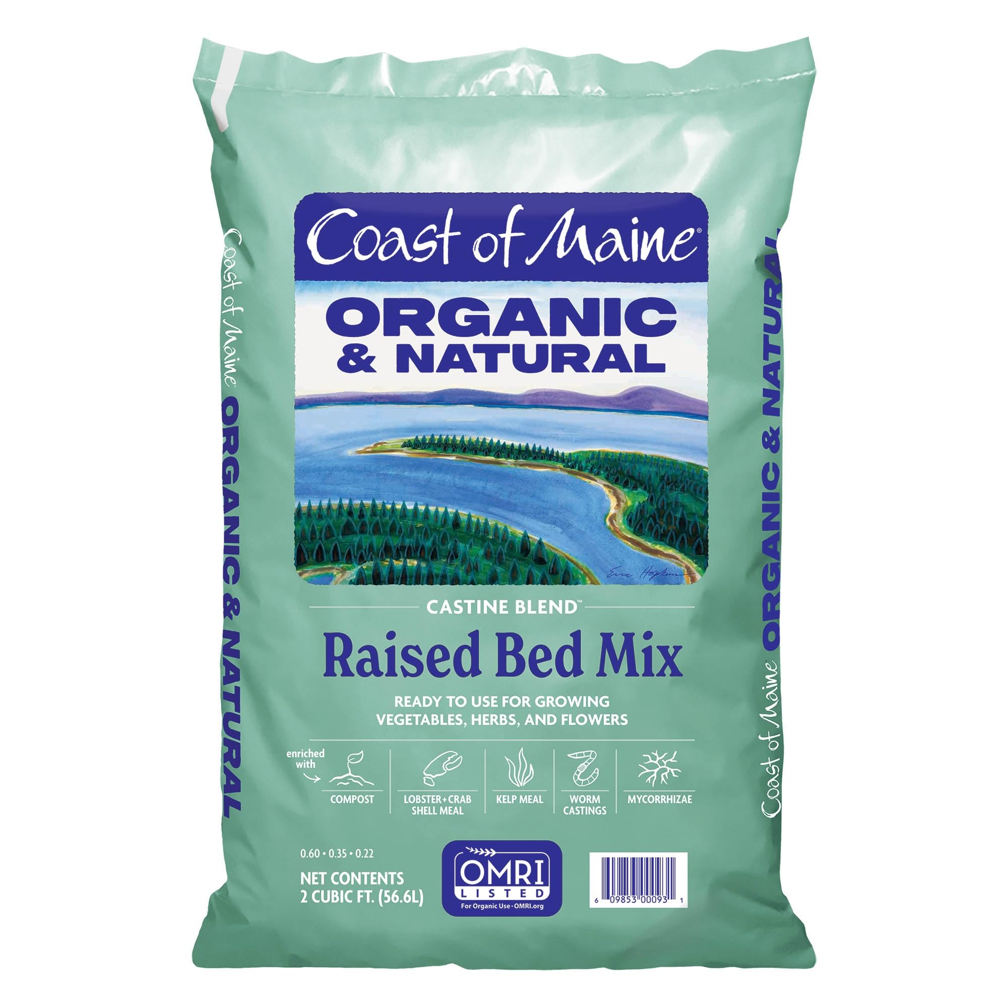 Coast of Maine Castine Blend (2 cu ft) Organic & Natural Raised Bed Mix, RTU for Growing Vegetables, Herbs & Flowers