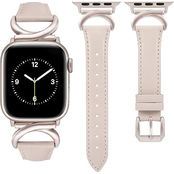 toyouths leather strap compatible with apple watch strap 40/41/38/42 mm women slim elegant dressy bracelets with c-shaped buckle for iwatch 11 10 9 8 7 6 5 4 se 3 2 1 polar star
