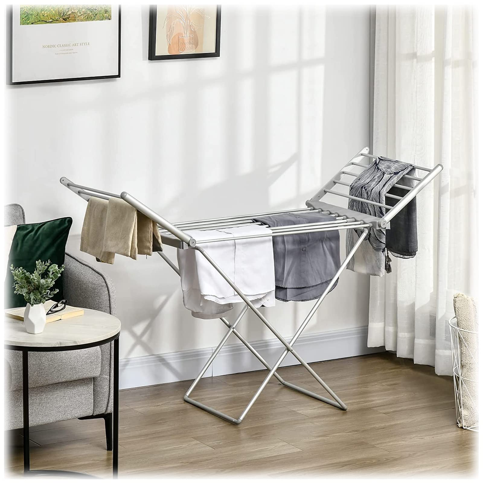 Portable Electric Heated Clothes Dryer, 147 X 54 X 94cm Foldable Energy  Saving Clothes Airer, Towel Warmer for Bathroom Laundry Room Apartment