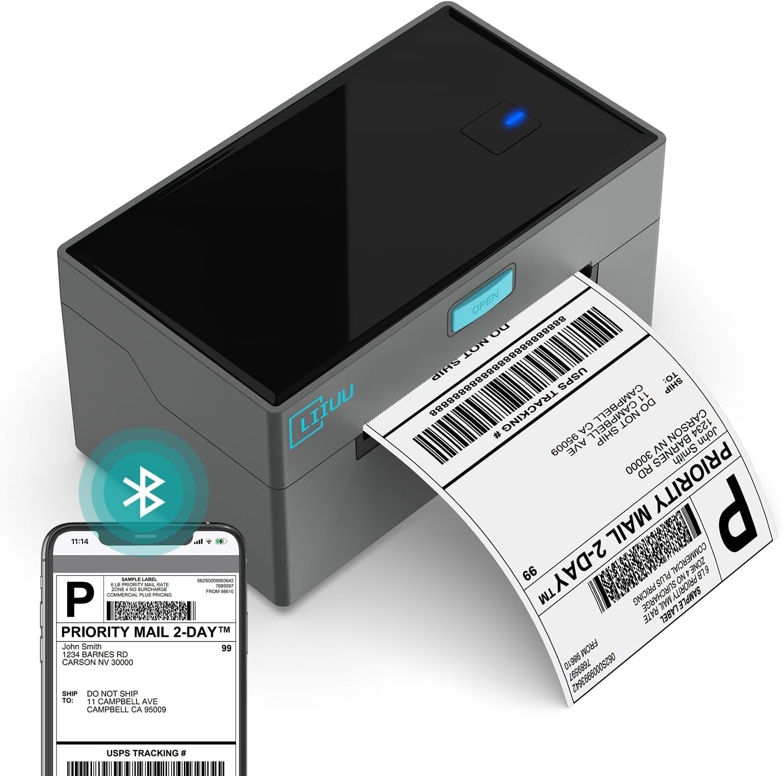 Thermal Shipping Label Printer Bluetooth, 4x6 Label Printer for Shipping Packages, Support iOS, iPhone, iPad, Android, Mac and Windows, Widely Used for Amazon, Ebay, Shopify, Etsy, USPS,UPS