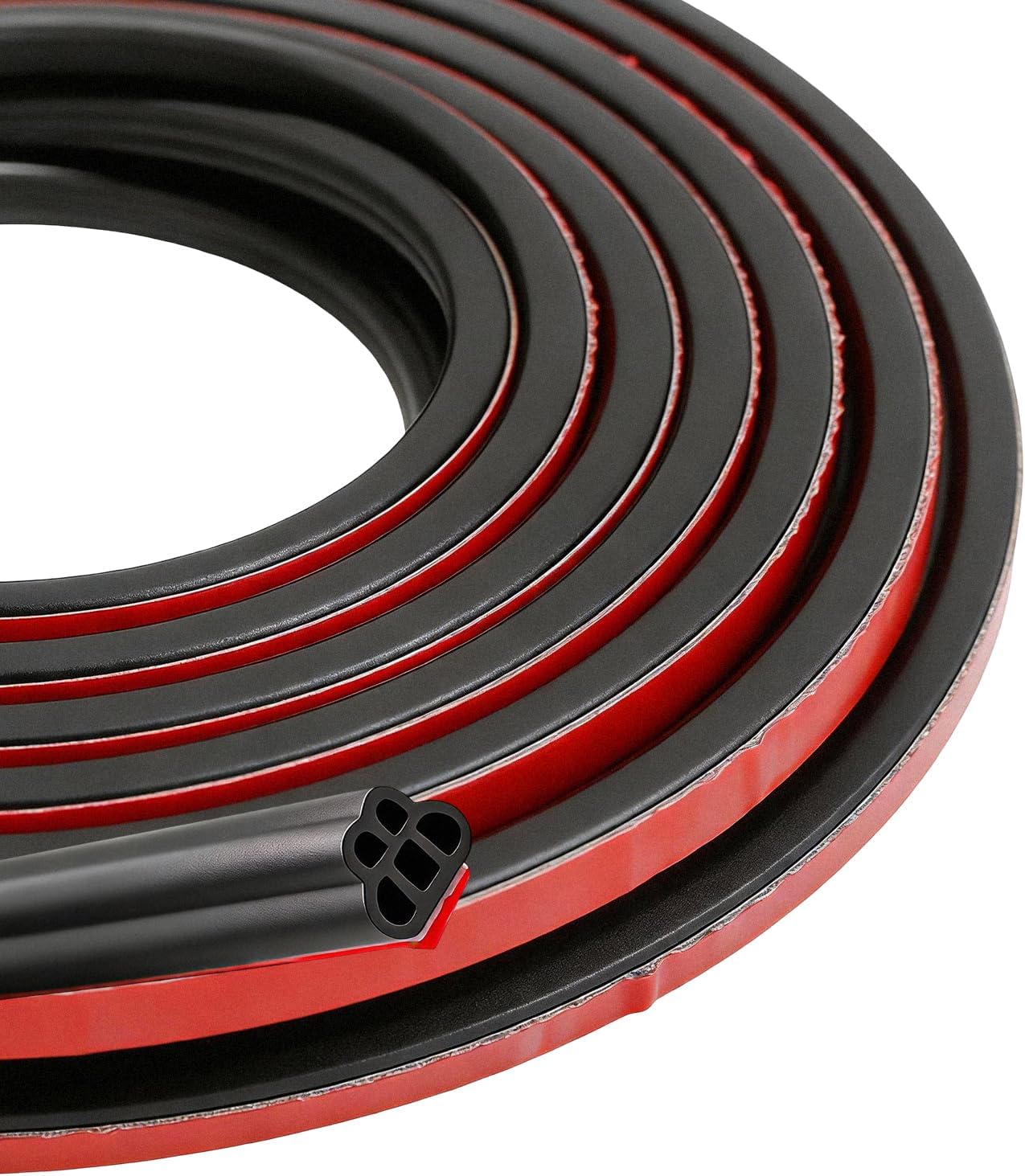 Car Door Rubber Seal Strip, 16.4Ft Double Layer 5-Hole Auto Tailgate Noise Insulation Weatherstrip, Soundproof Door Edge Sealing Tape Universal for Cars Trucks SUVs RVs (52.5Ft, 16m)