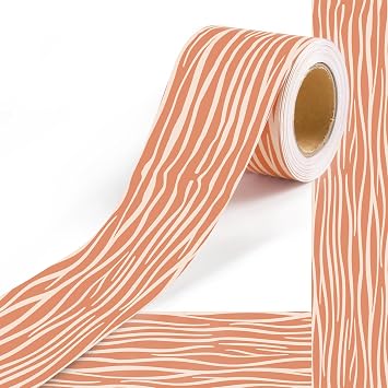 Boho Bulletin Board Borders, 50 Feet Boho Classroom Decorations with Red Irregular Stripe Straight Rolled Border Trim for Back to School Decotations Classroom Door Wall Decor