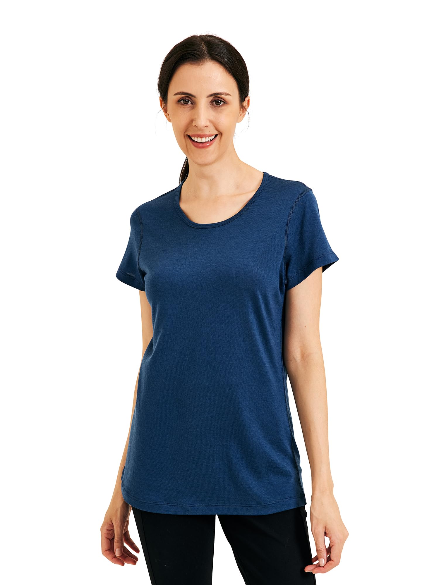 METARINO Merino Wool T-Shirt Women,Short Sleeve Lightweight Crew Neck Base Layer Tee Shirt for Travel,Hiking,Sport