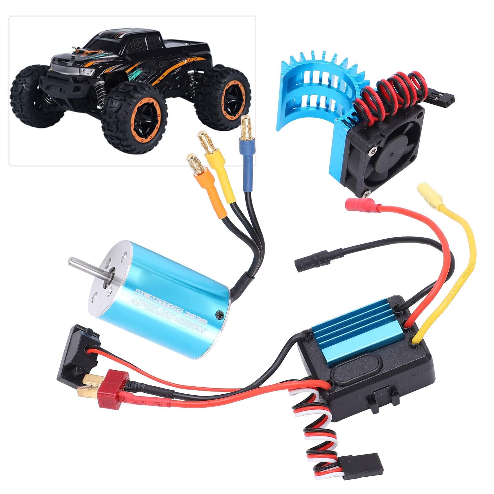 RC Brushless Motor Set 2838 4500KV 4P Sensorless Brushless Motor mit 35A ESC Kühlkörper Combo Set RC -Automodellzubehör