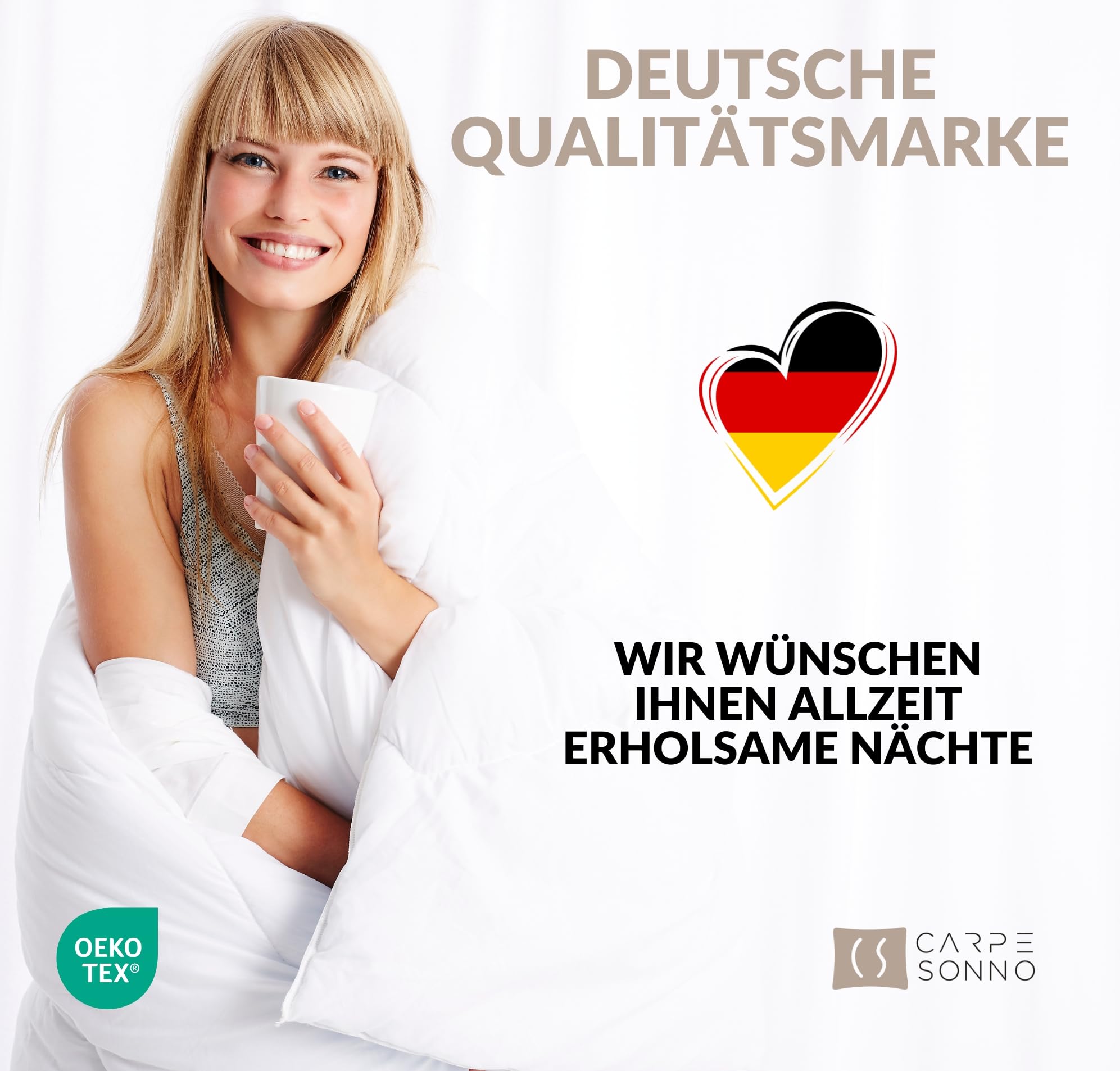 Carpe Sonno 4 Jahreszeiten Bettdecke 200x220cm [Made in Germany] 3-in-1 Bettdecke für Sommer & Winter | Atmungsaktive Winterdecke und Sommerdecke | Steppdecke 200x220 | Ganzjahresdecke