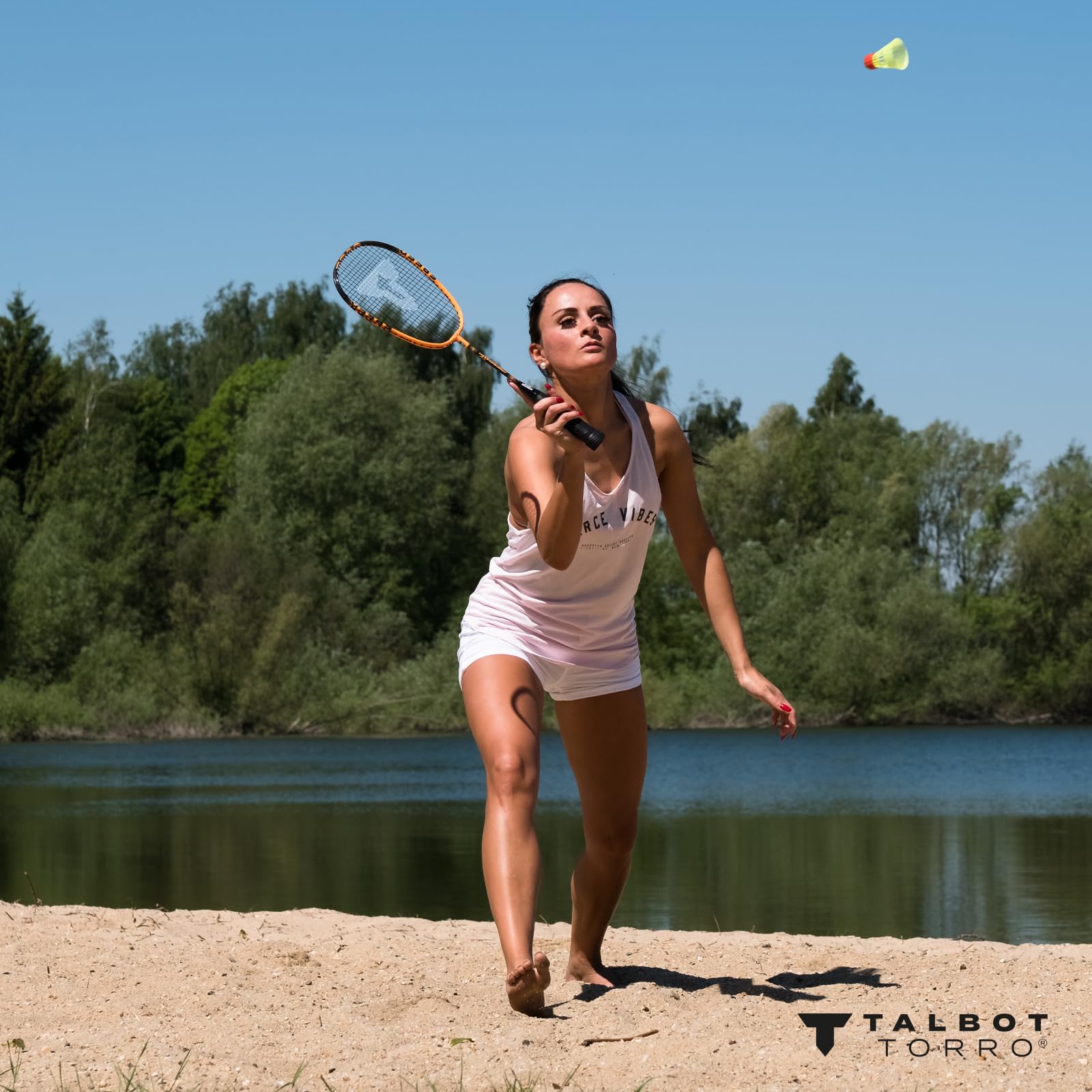 Talbot Torro Speedbadminton Set 2 Raquetas Aluminio 58,5 cm 3 Birdies Wind-Resistant Bolsa Malla