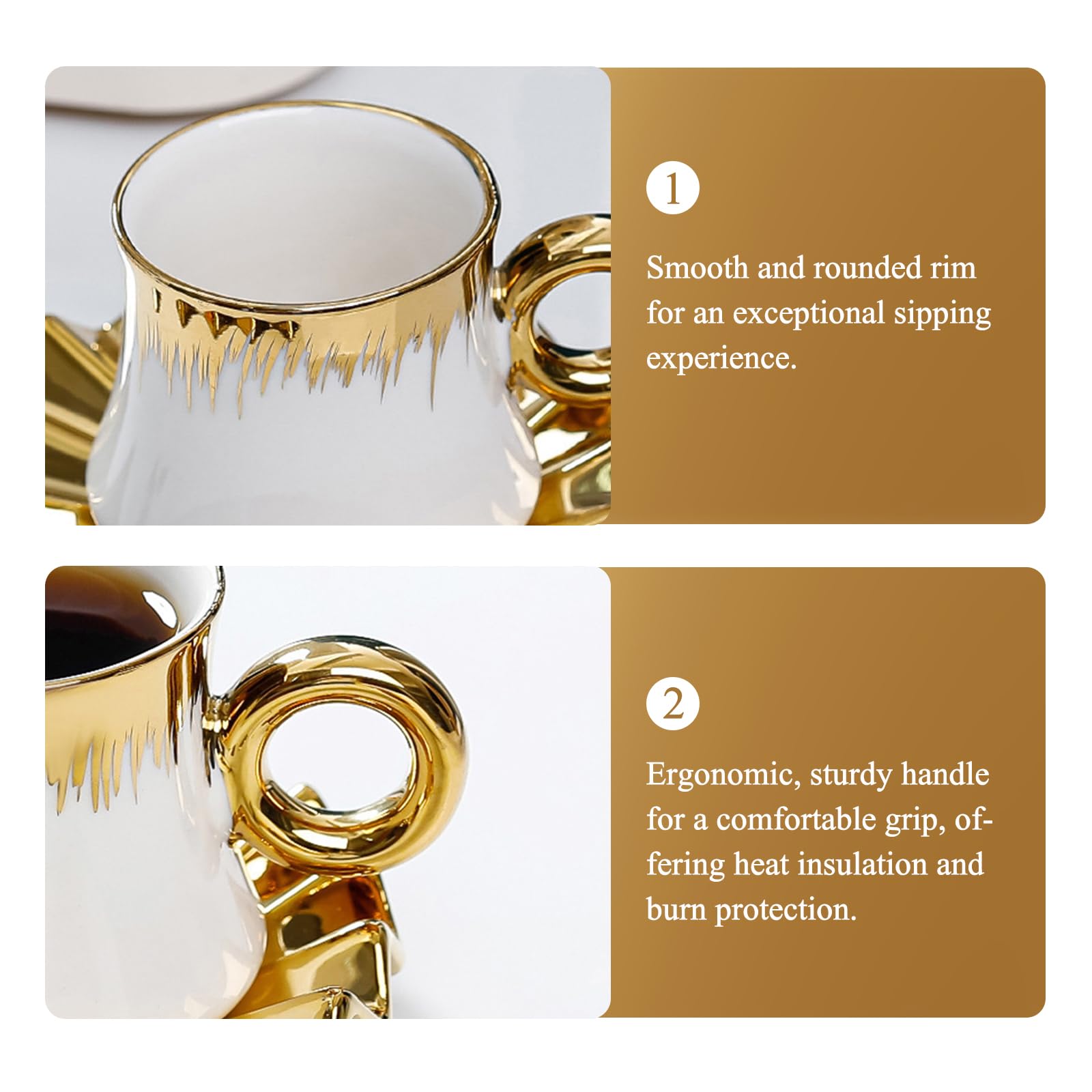 6PCS Service à thé en porcelaine européenne, service à café en céramique 100 ML avec tasses et sous-tasses, service à thé pour l'après-midi, service à thé boutique en porcelaine, service à café, boîte