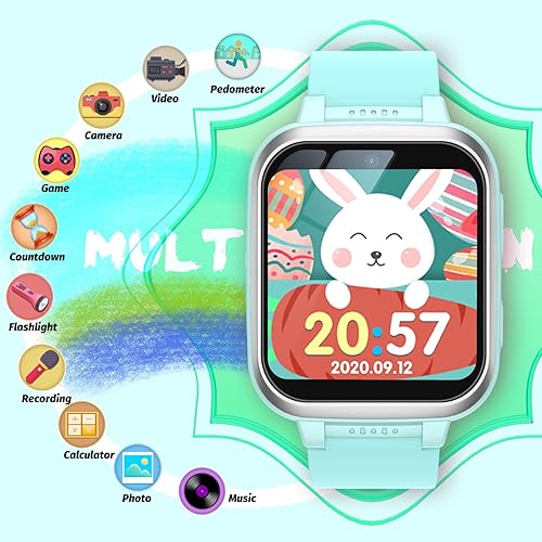 Miniatura 2 de meoonley Reloj inteligente para niños con juegos de rompecabezas, pantalla táctil HD, cámara de video, reproductor de música, podómetro, reloj