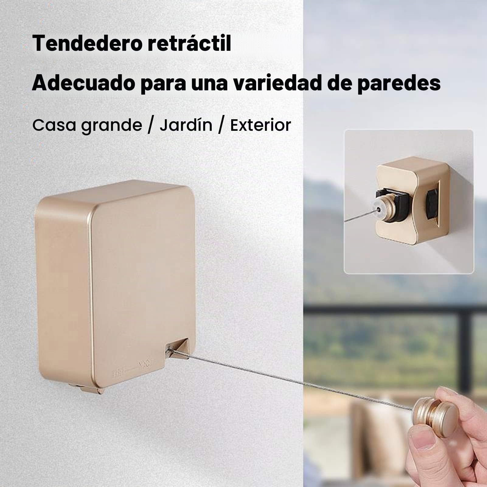Tendedero Retráctil Exterior Línea de Lavado Ajustable Montado en la Pared 6 Metros Acero Inoxidable Tendedero de Ropa Resistente Cuerda de Secado para Interiores Hotel Terrazas Balcones