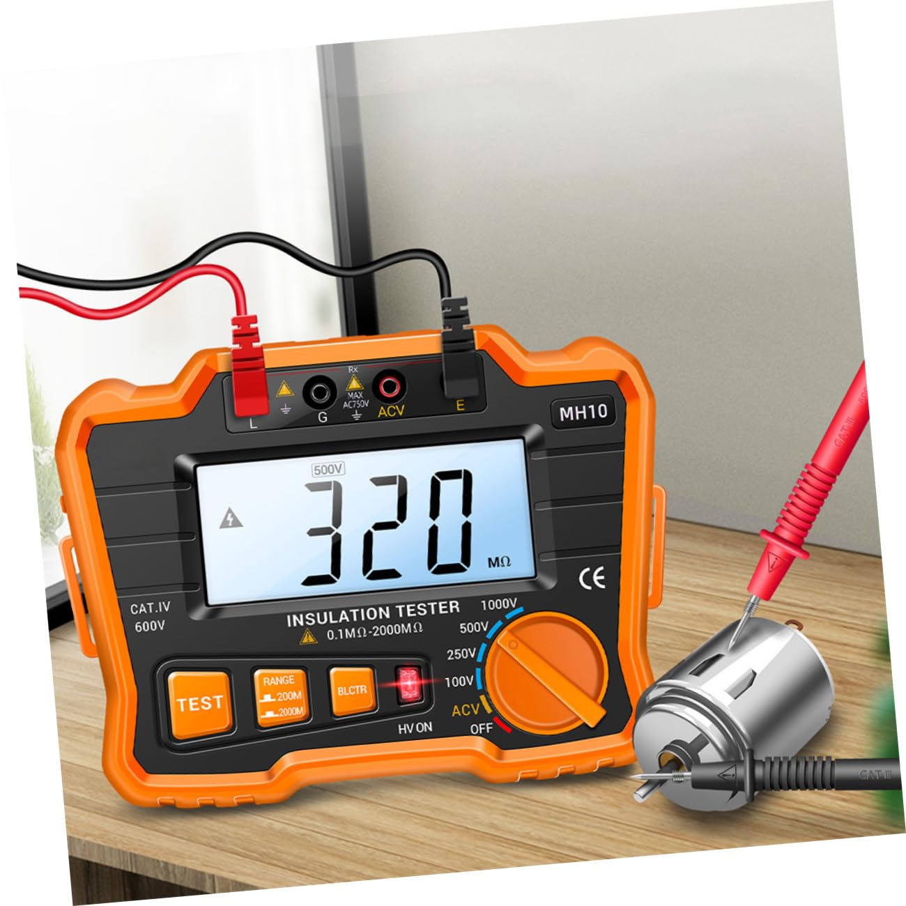 Ipetboom Tester di a di Tensione di Isolamento Misuratore di Elettrica in Abs Digitale Display Lcd Retroilluminato per Cavi di Alimentazione e Condensatori