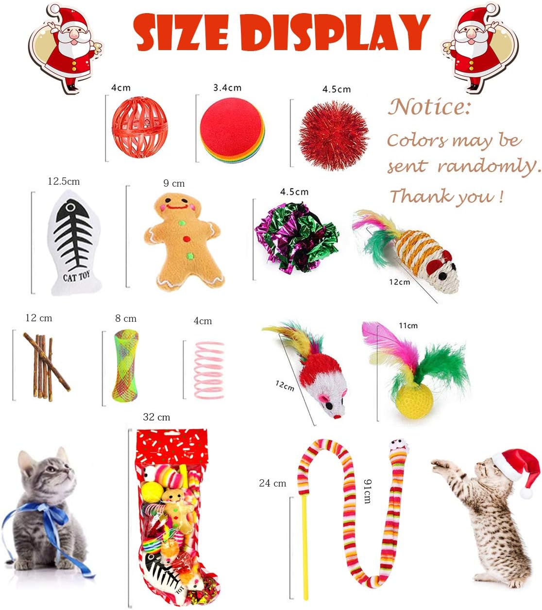 MQIAN Cat Toys, 18PCS Interactive Cat Toy, Christmas Cat Toys for Indoor Cats Interactive Cat Toy Cat Christmas Toys - Image 3