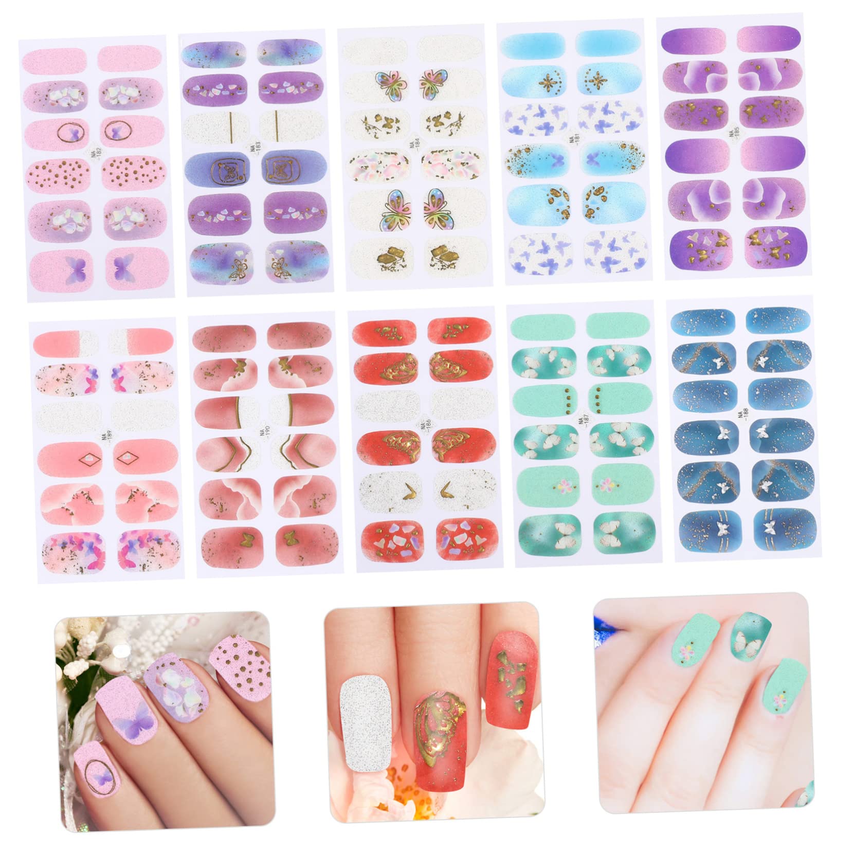 4 Set Adesivi per Unghie per Decorazione Manicure Stickers Autoadesivi per Nail Art per Feste e Speciali Personalizzabili e Facili Applicare