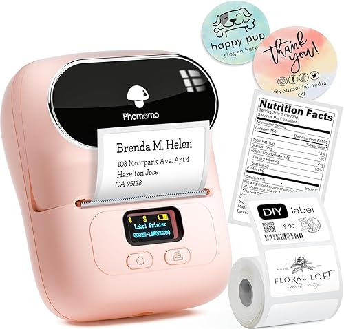 Phomemo Impresora de etiquetas M110, impresora térmica de etiquetas, portátil Bluetooth mejorada para productos, direcciones, pequeñas empresas,