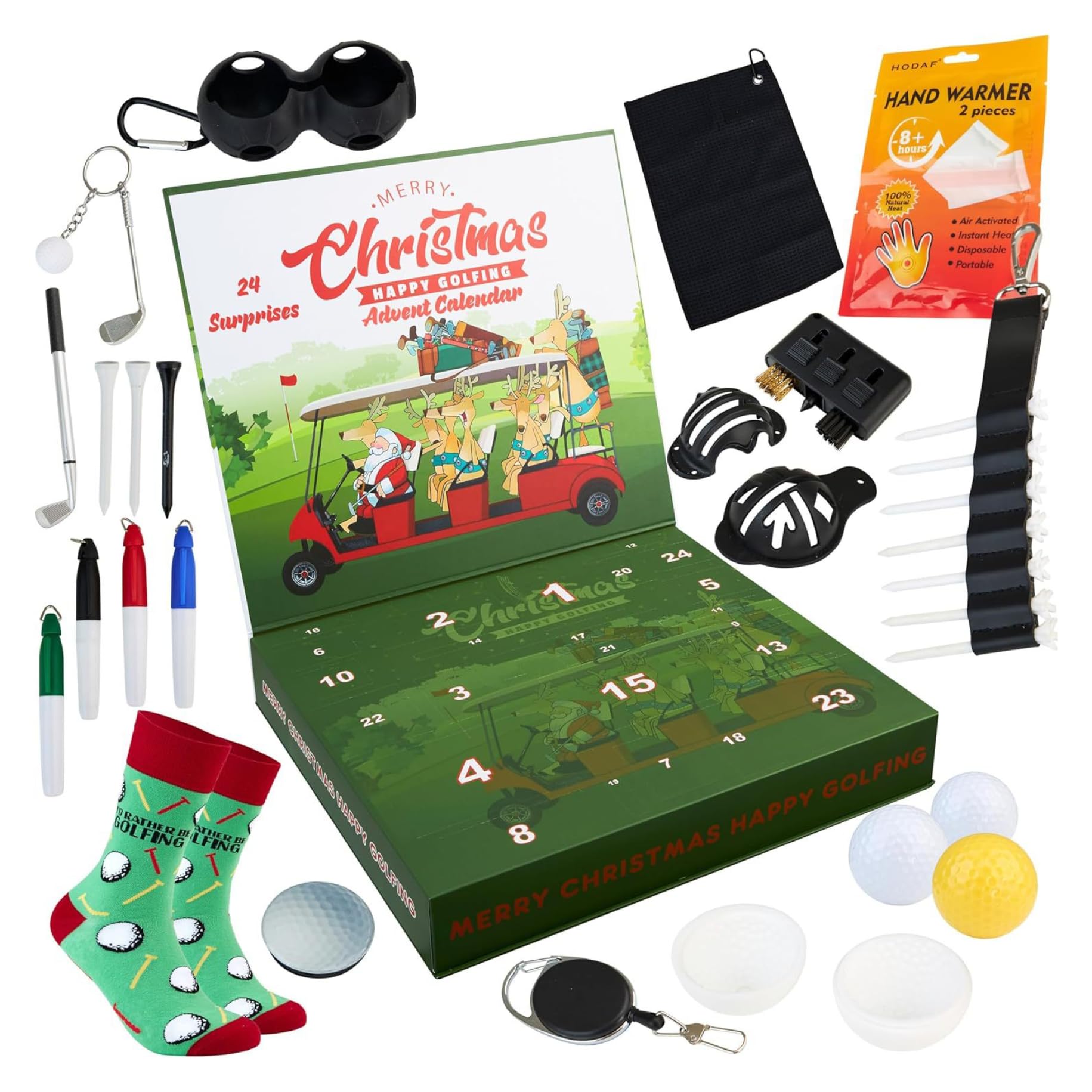 Calendario de Adviento de Golf 2025 24 días de Accesorios y Herramientas de Golf para Hombres, Calendario de Cuenta Regresiva de Navidad para Regalos de golfistas, papá, Esposo y Novio