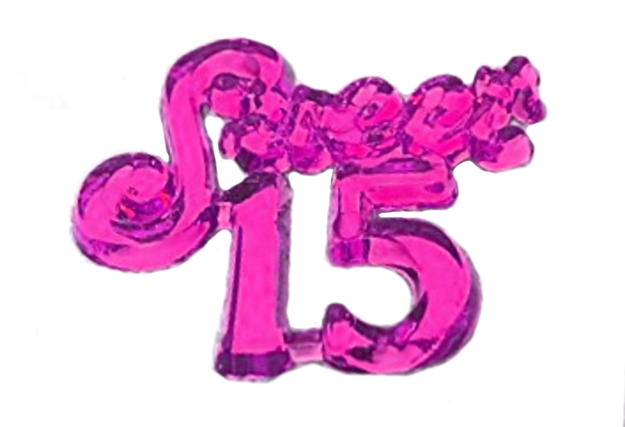 144 pc Sweet 15 Charms Embellishment Number for Capias Favors Acrylic Confetti (Fuchsia)